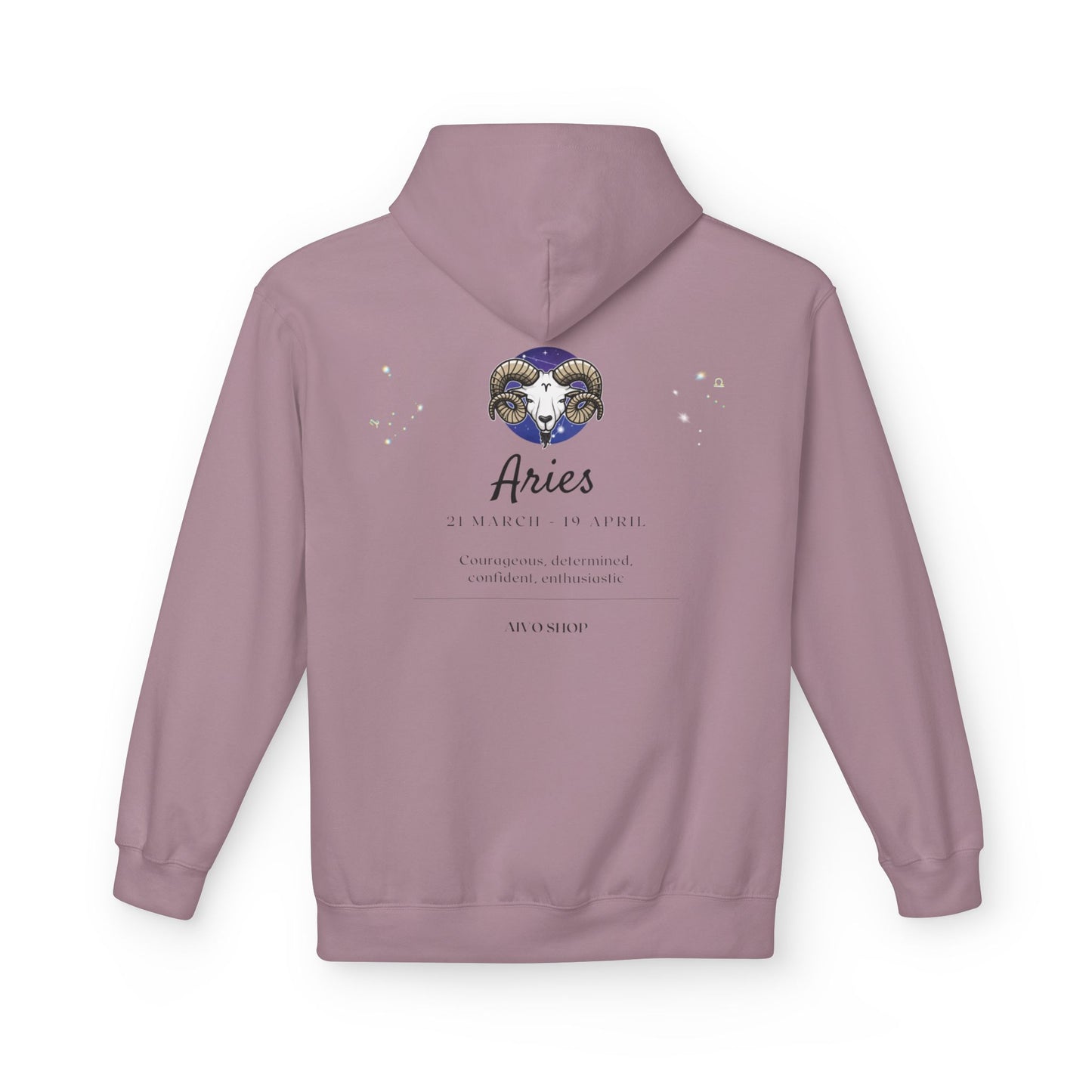 Aries Zodiac Fleece Hoodie - Midweight Softstyle | Astrology Gift for March-April Birthdays
