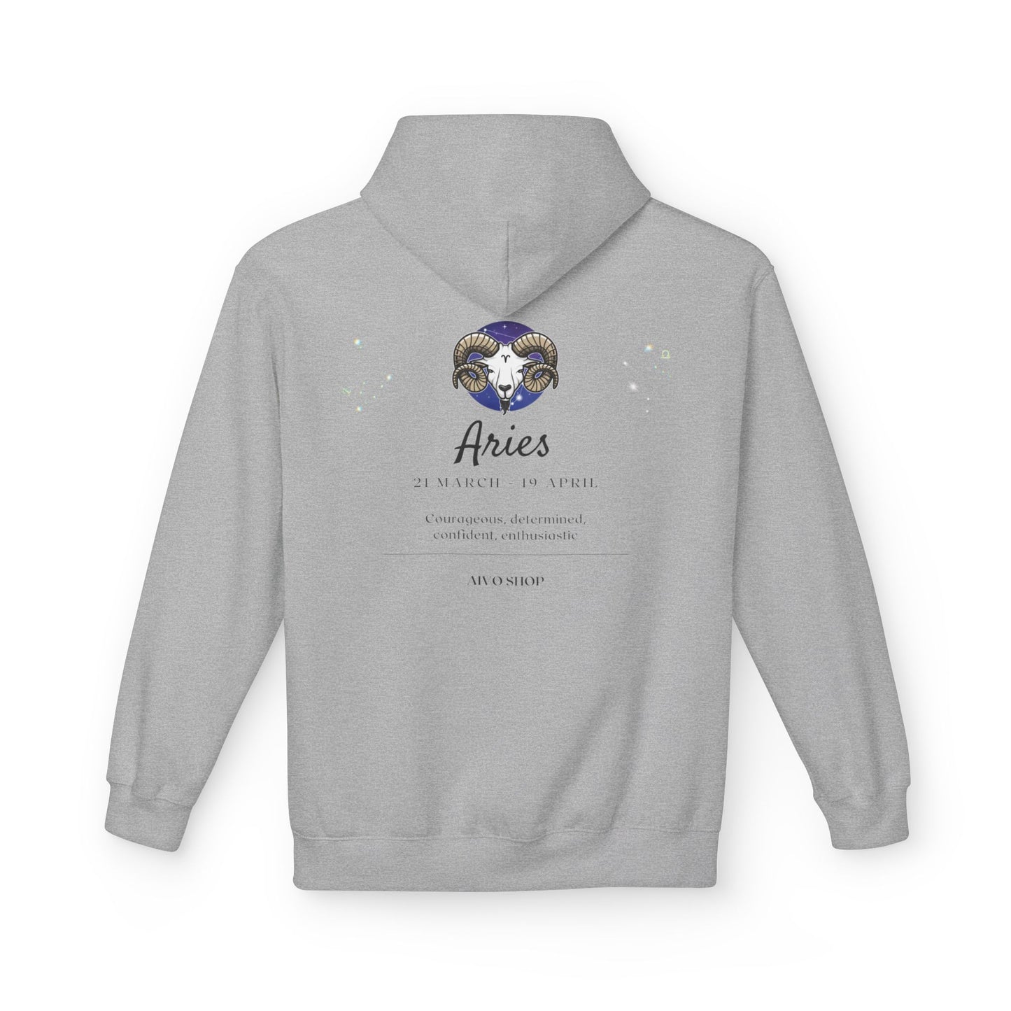 Aries Zodiac Fleece Hoodie - Midweight Softstyle | Astrology Gift for March-April Birthdays