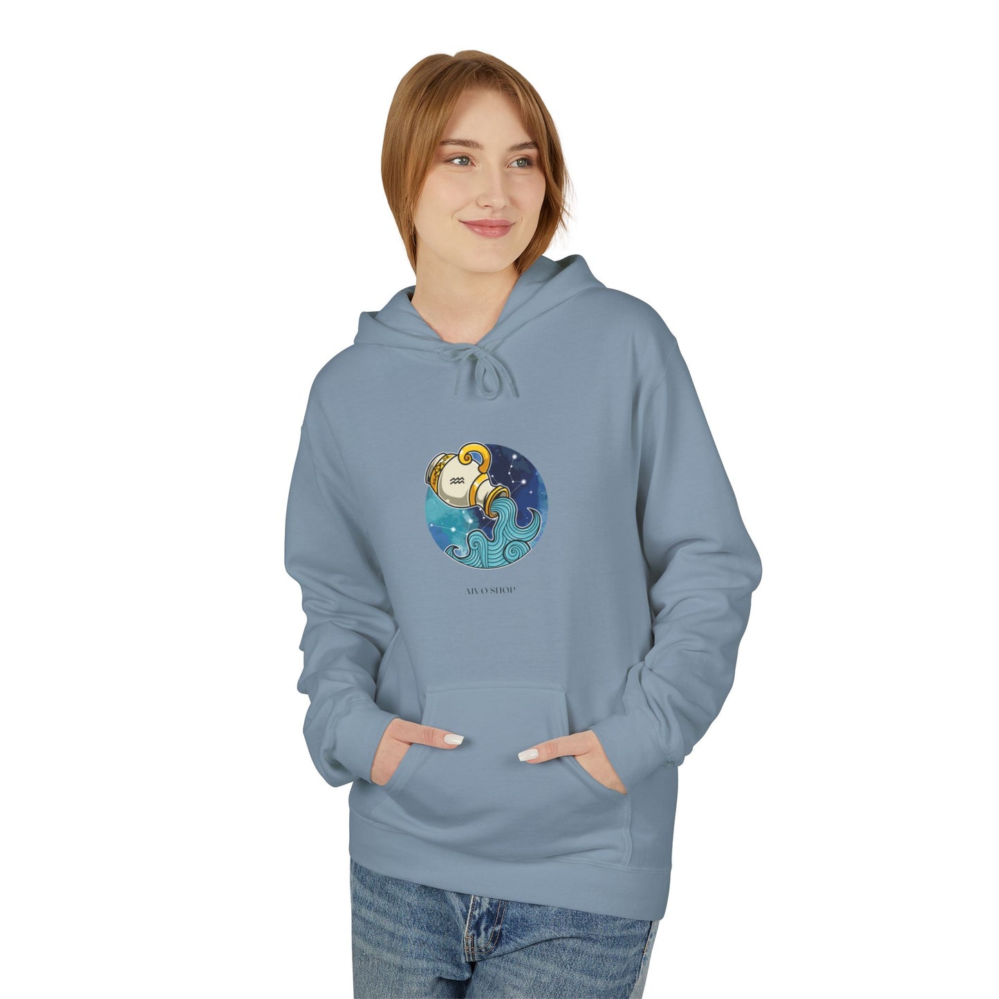 Aquarius Zodiac Fleece Hoodie - Softstyle for Astrology Lovers