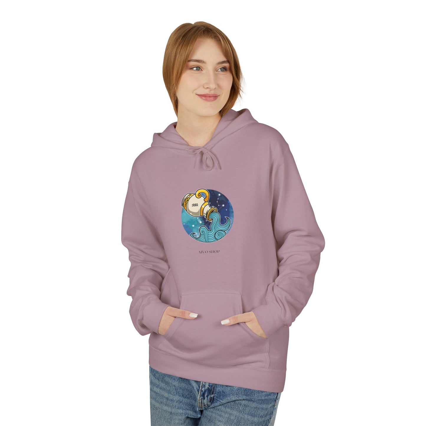 Aquarius Zodiac Fleece Hoodie - Softstyle for Astrology Lovers