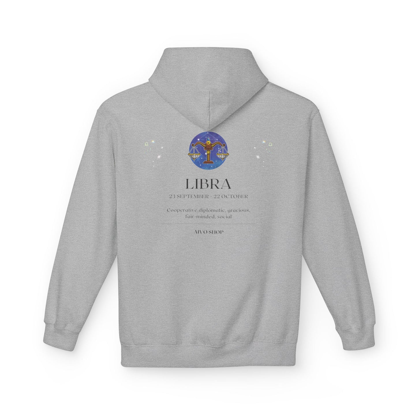 Libra Zodiac Fleece Hoodie - Astrology Lover's Midweight Sweatshirt