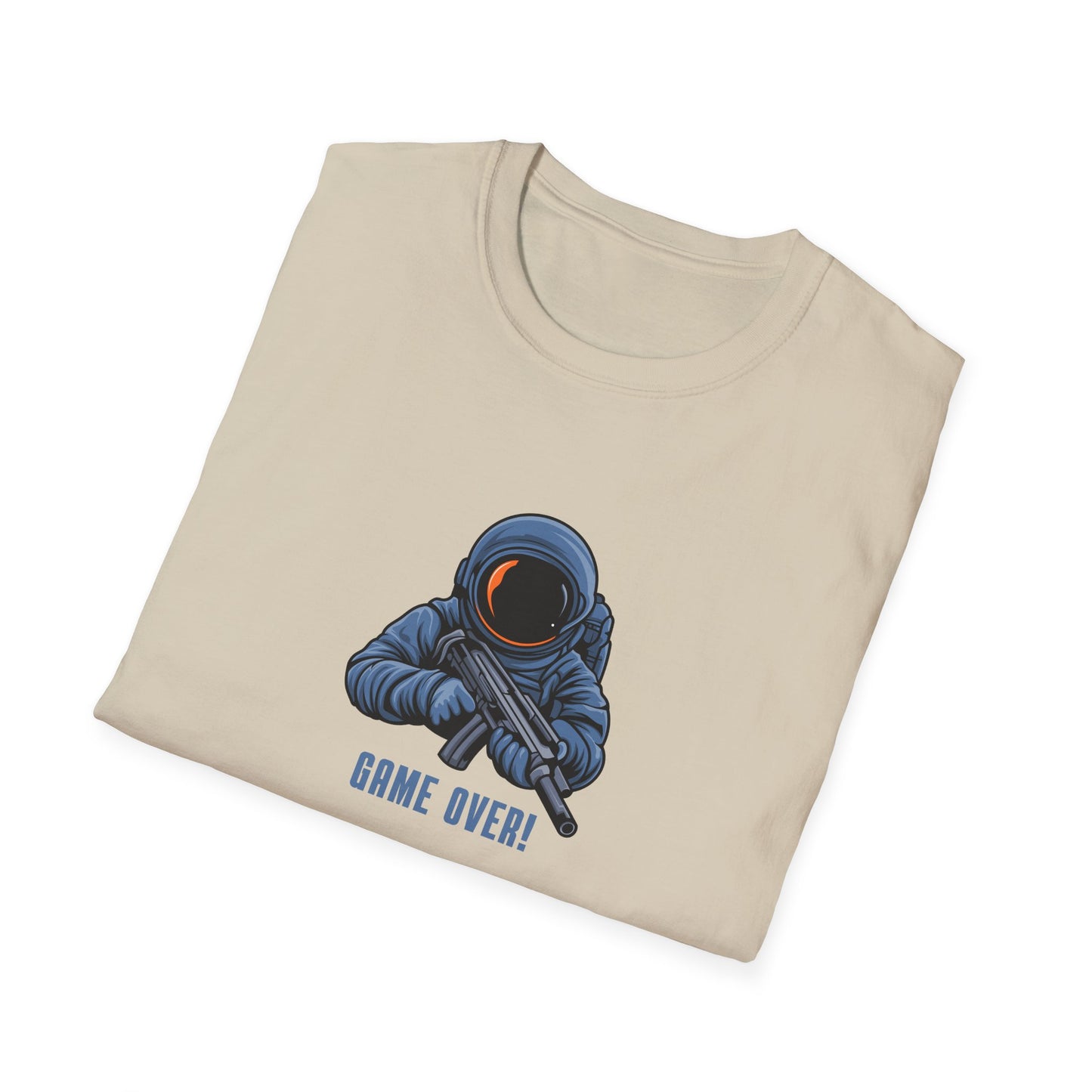 Game Over Astronaut Unisex Softstyle T-Shirt - Fun Casual Tee for Gamers