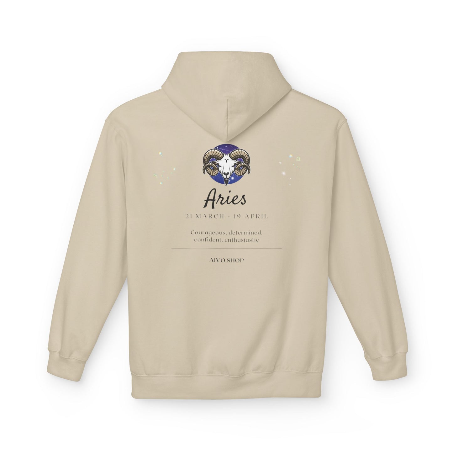 Aries Zodiac Fleece Hoodie - Midweight Softstyle | Astrology Gift for March-April Birthdays