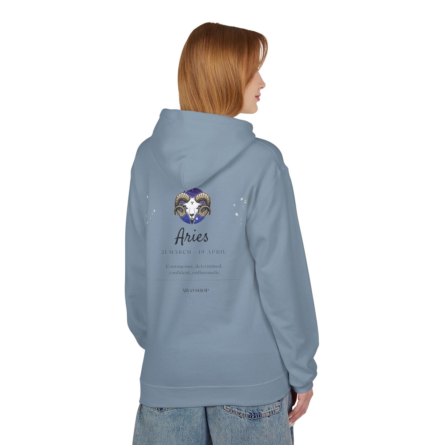 Aries Zodiac Fleece Hoodie - Midweight Softstyle | Astrology Gift for March-April Birthdays