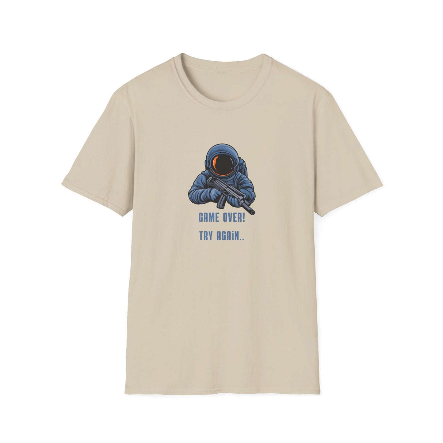 Game Over Astronaut Unisex Softstyle T-Shirt - Fun Casual Tee for Gamers