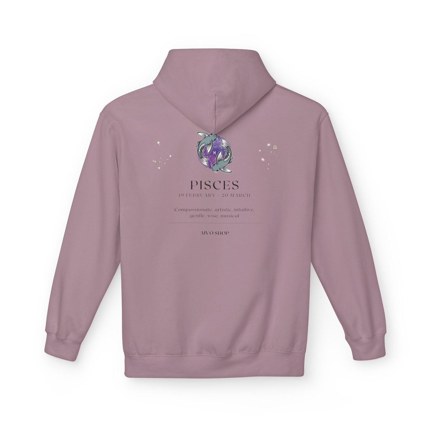 Pisces Zodiac Hoodie - Unisex Midweight Fleece, Astrological Design