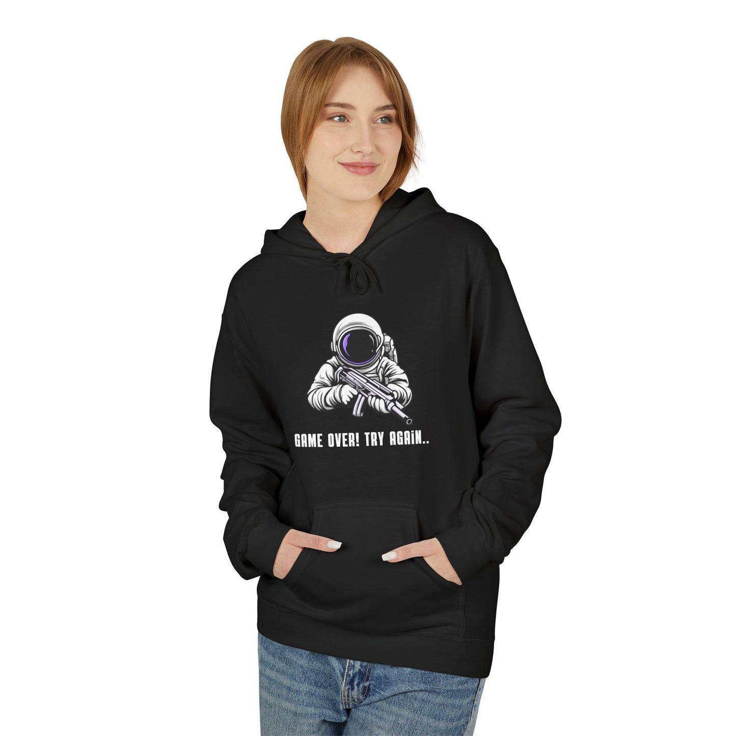 Game Over Astronaut Hoodie - Unisex Midweight Softstyle Fleece