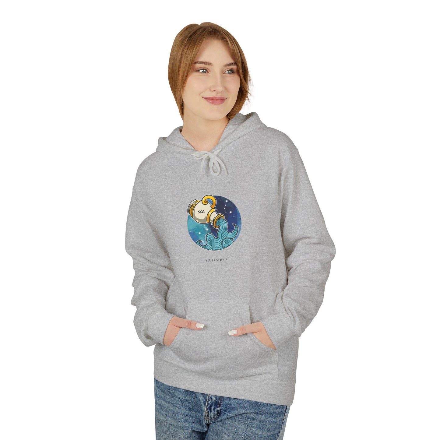 Aquarius Zodiac Fleece Hoodie - Softstyle for Astrology Lovers
