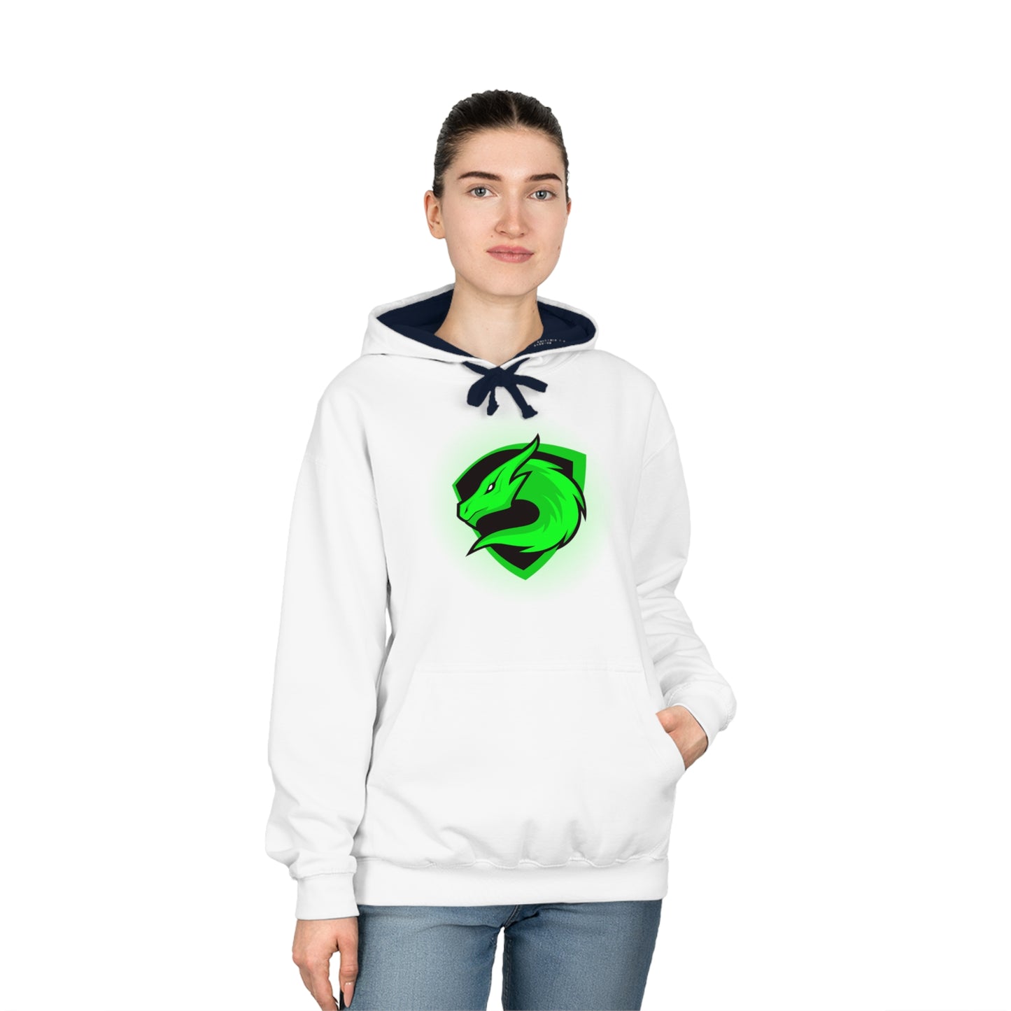 Custom Unisex Varsity Hoodie with Green Dragon Design | Stylish & Comfortable Apparel for Fans