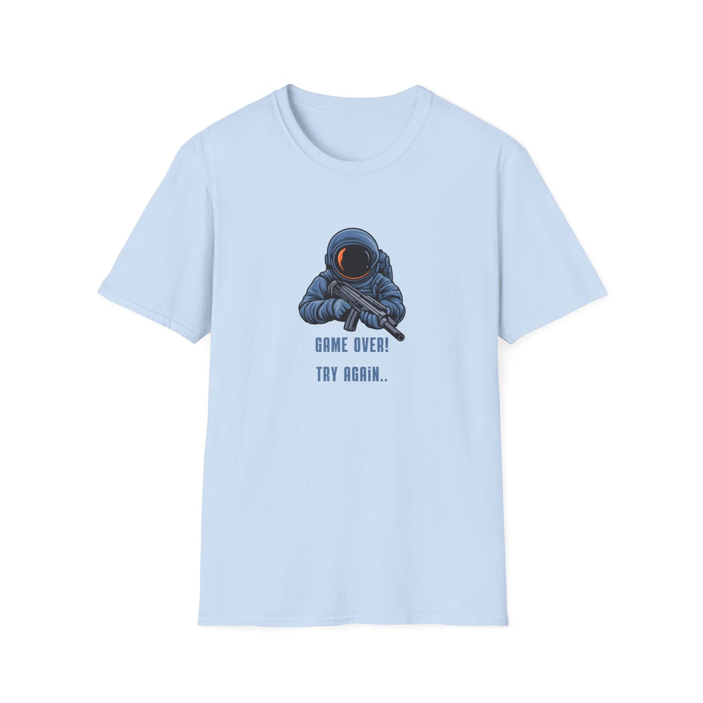 Game Over Astronaut Unisex Softstyle T-Shirt - Fun Casual Tee for Gamers