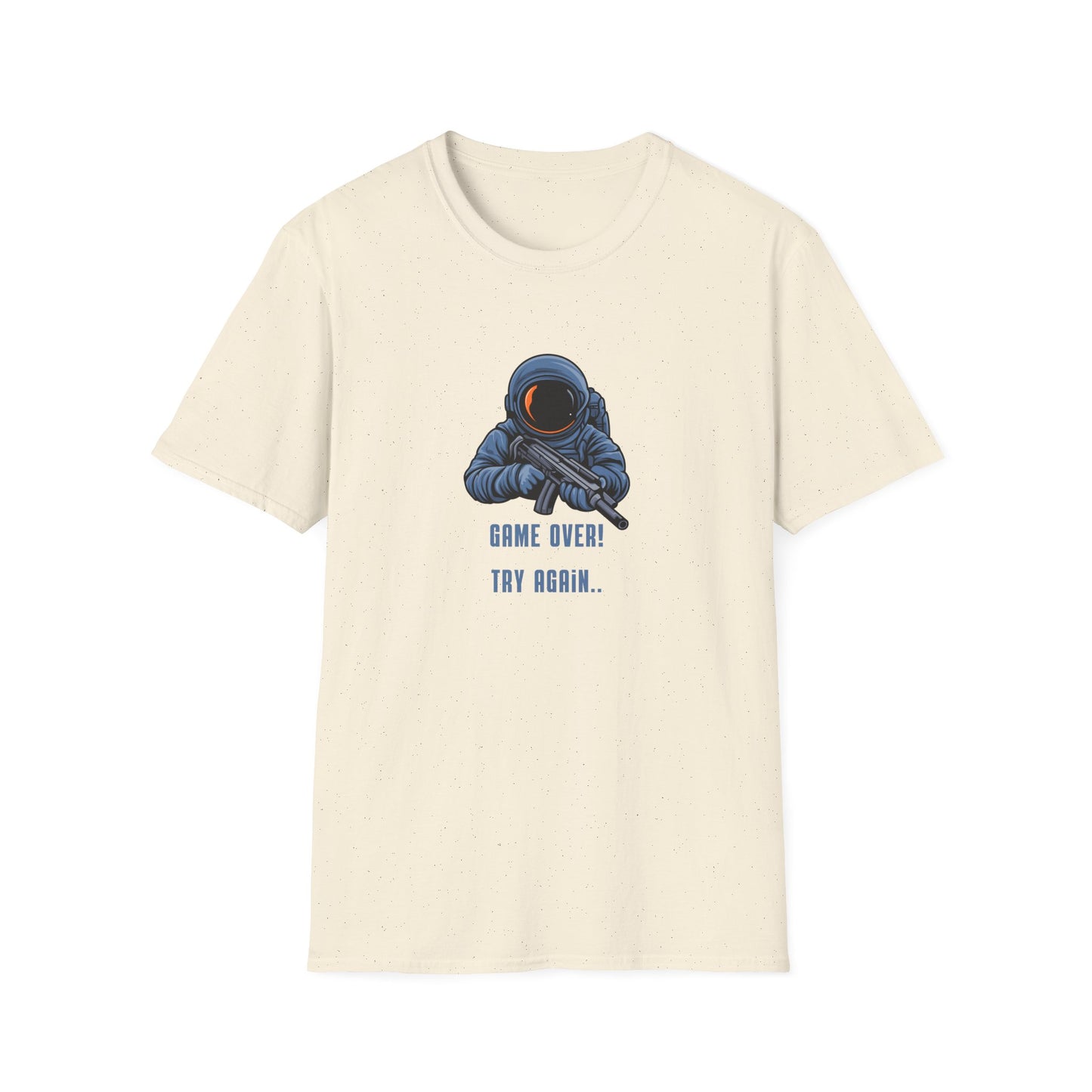 Game Over Astronaut Unisex Softstyle T-Shirt - Fun Casual Tee for Gamers