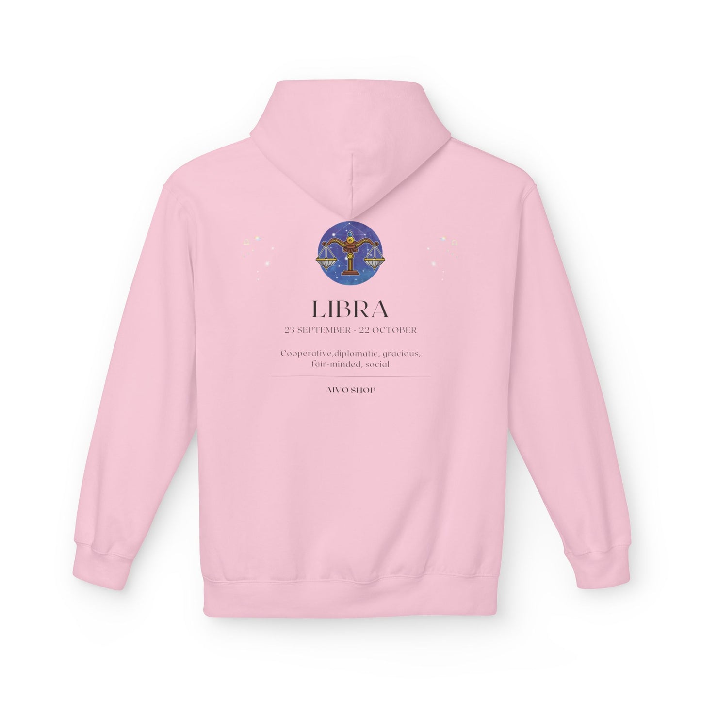 Libra Zodiac Fleece Hoodie - Astrology Lover's Midweight Sweatshirt