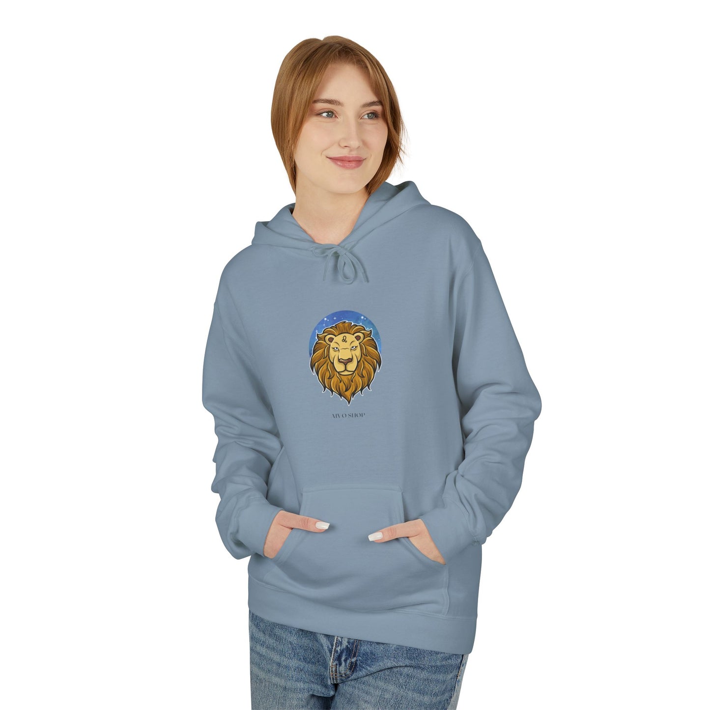 Leo Zodiac Hoodie - Unisex Midweight Fleece with Lion Design
