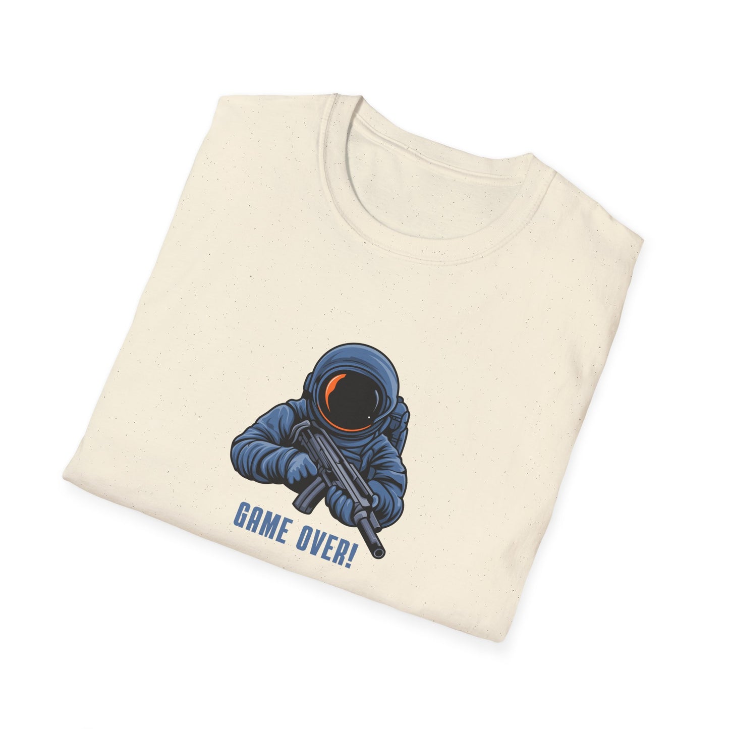 Game Over Astronaut Unisex Softstyle T-Shirt - Fun Casual Tee for Gamers