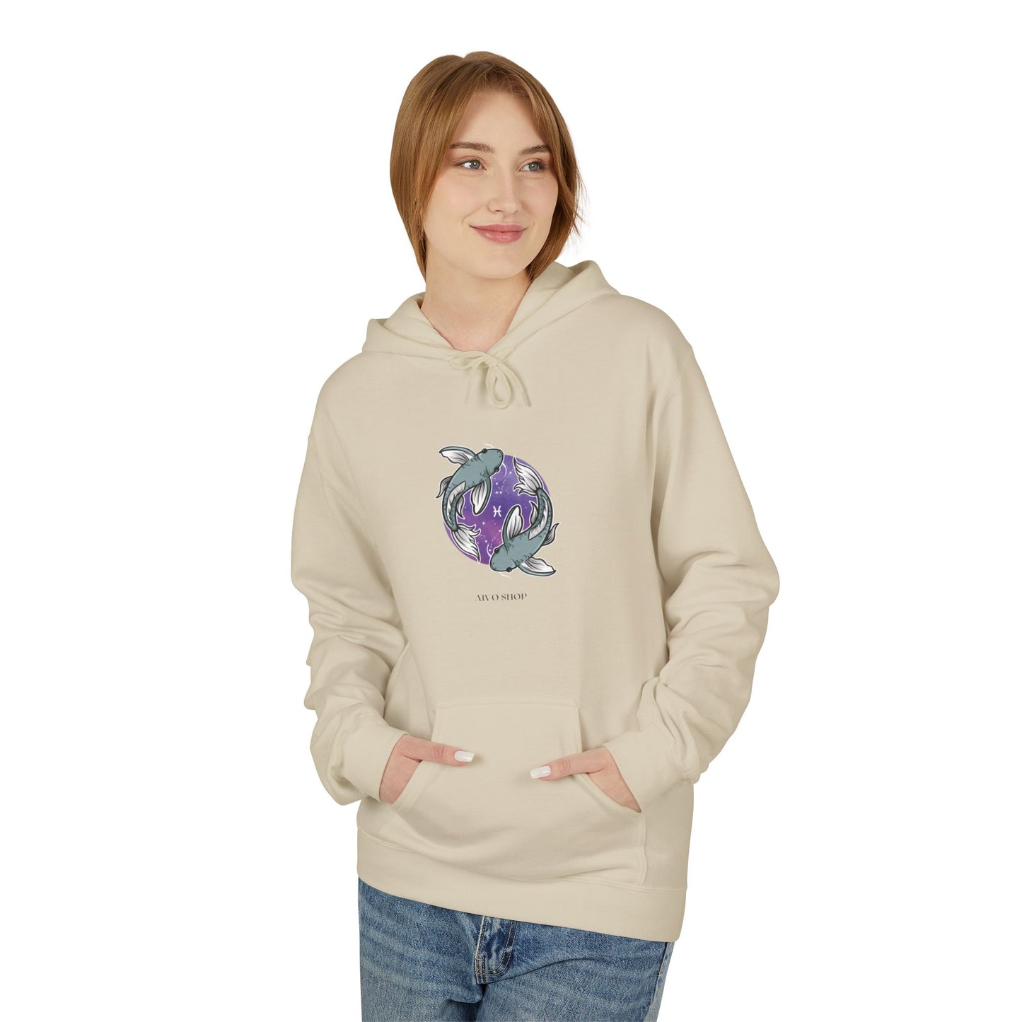Pisces Zodiac Hoodie - Unisex Midweight Fleece, Astrological Design
