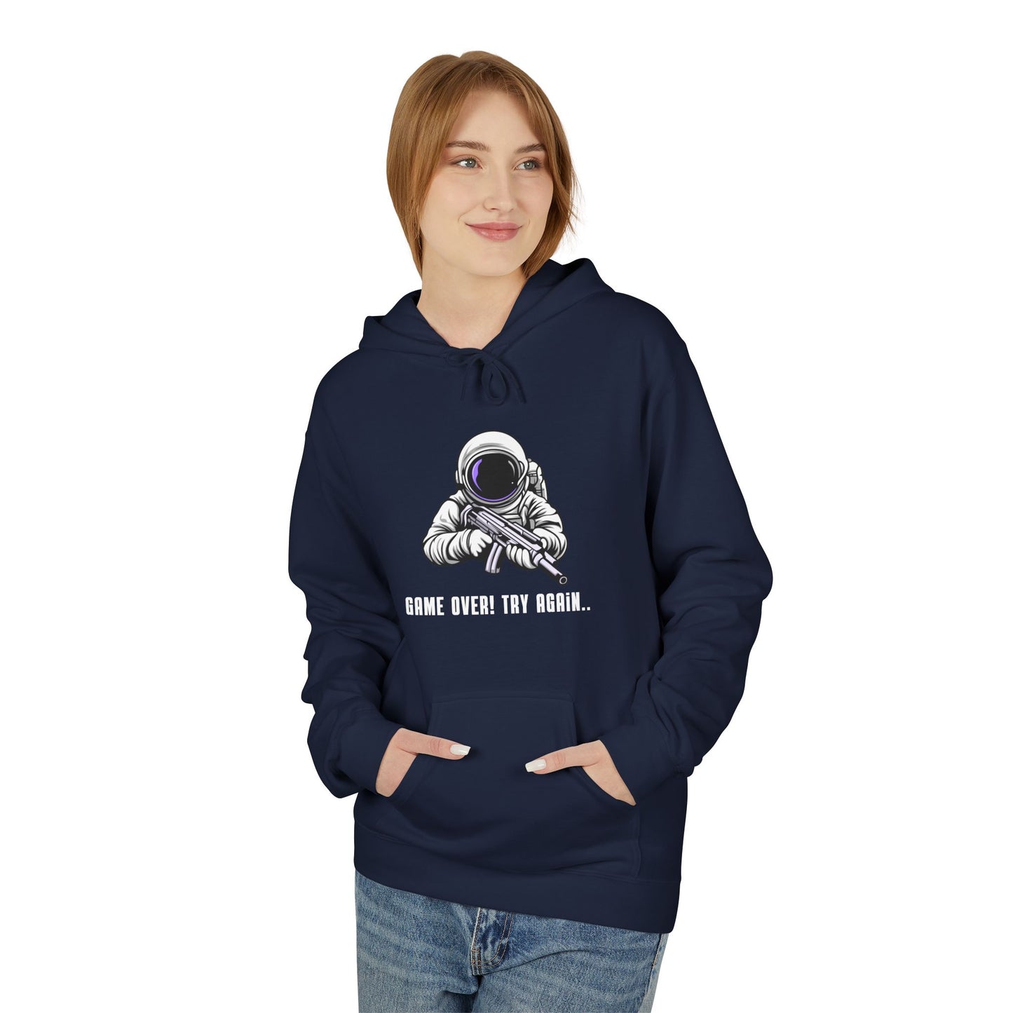 Game Over Astronaut Hoodie - Unisex Midweight Softstyle Fleece