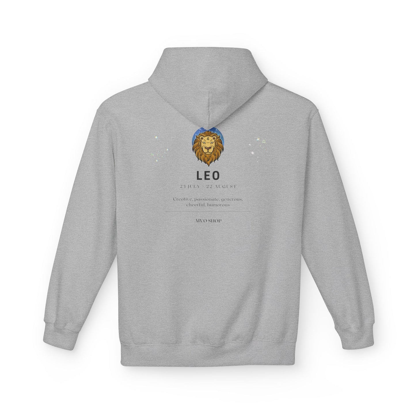 Leo Zodiac Hoodie - Unisex Midweight Fleece with Lion Design