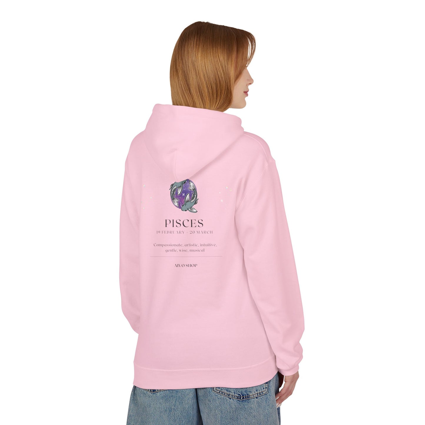 Pisces Zodiac Hoodie - Unisex Midweight Fleece, Astrological Design