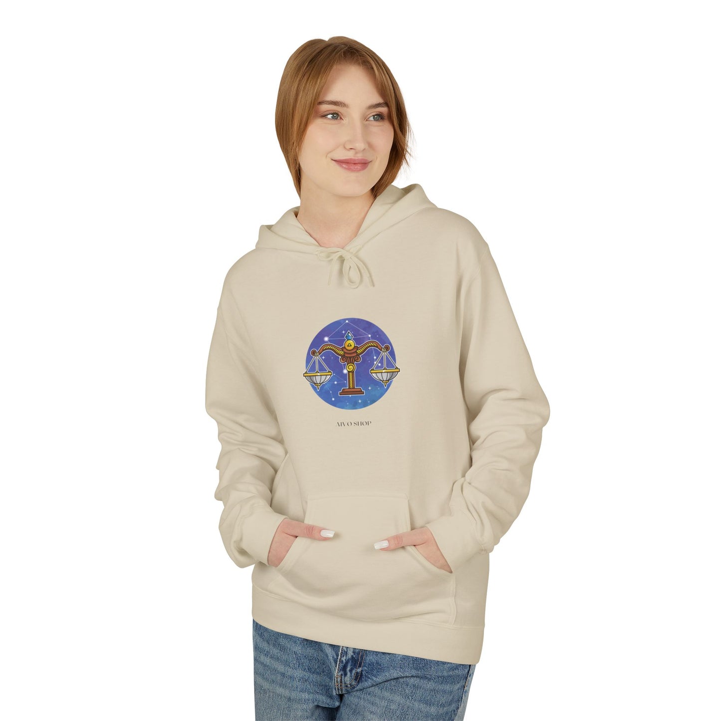 Libra Zodiac Fleece Hoodie - Astrology Lover's Midweight Sweatshirt