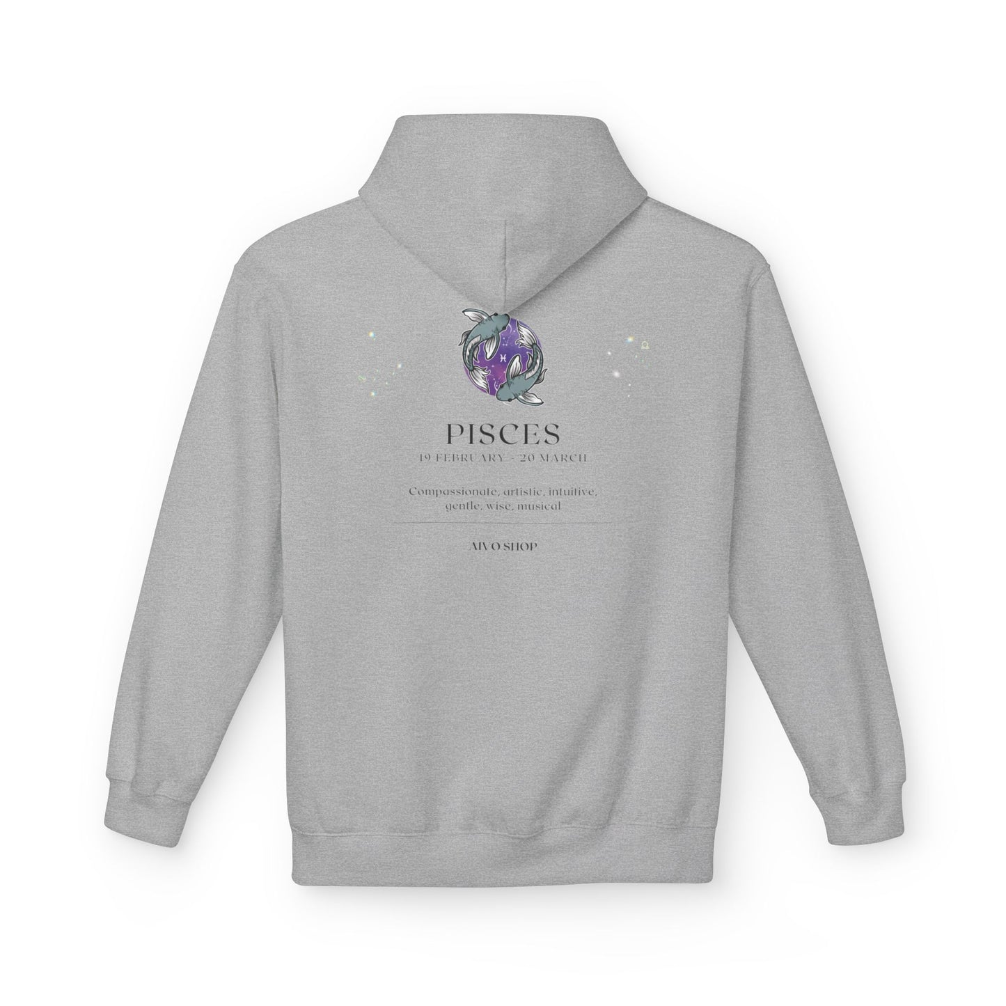 Pisces Zodiac Hoodie - Unisex Midweight Fleece, Astrological Design