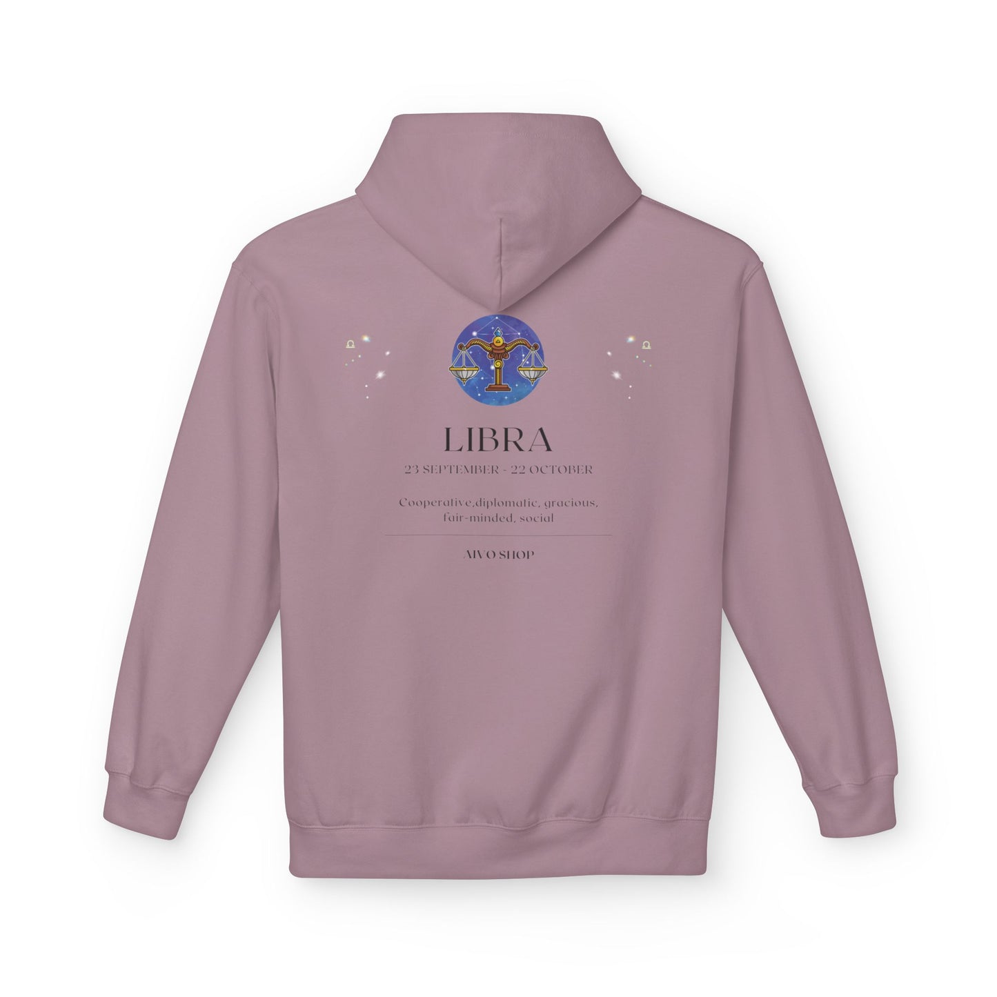 Libra Zodiac Fleece Hoodie - Astrology Lover's Midweight Sweatshirt
