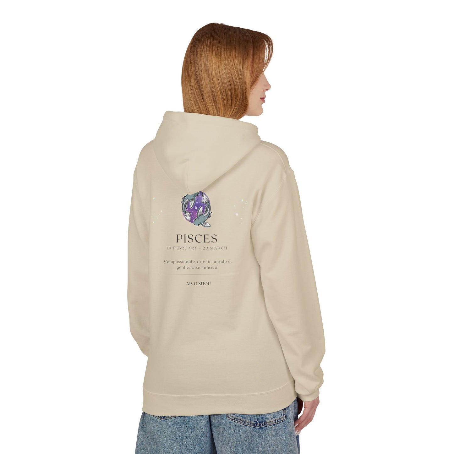 Pisces Zodiac Hoodie - Unisex Midweight Fleece, Astrological Design