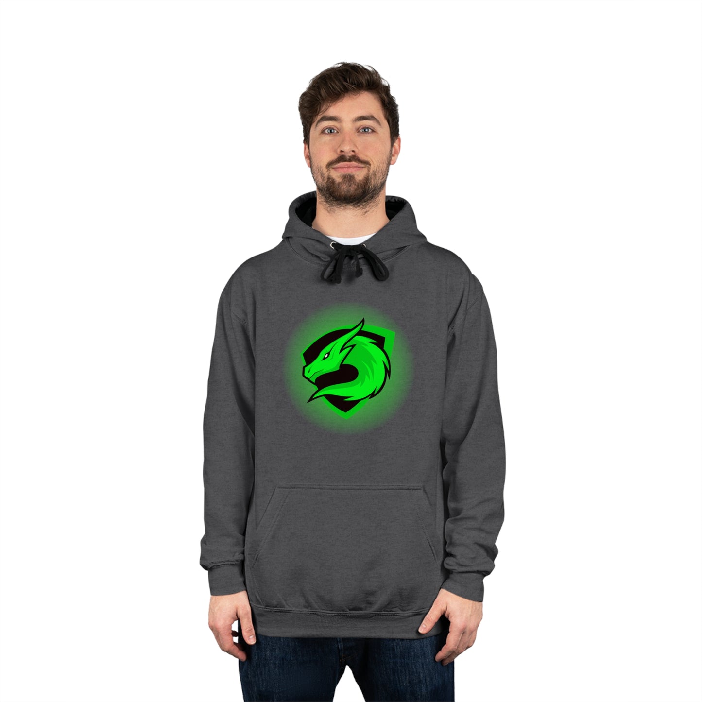 Custom Unisex Varsity Hoodie with Green Dragon Design | Stylish & Comfortable Apparel for Fans
