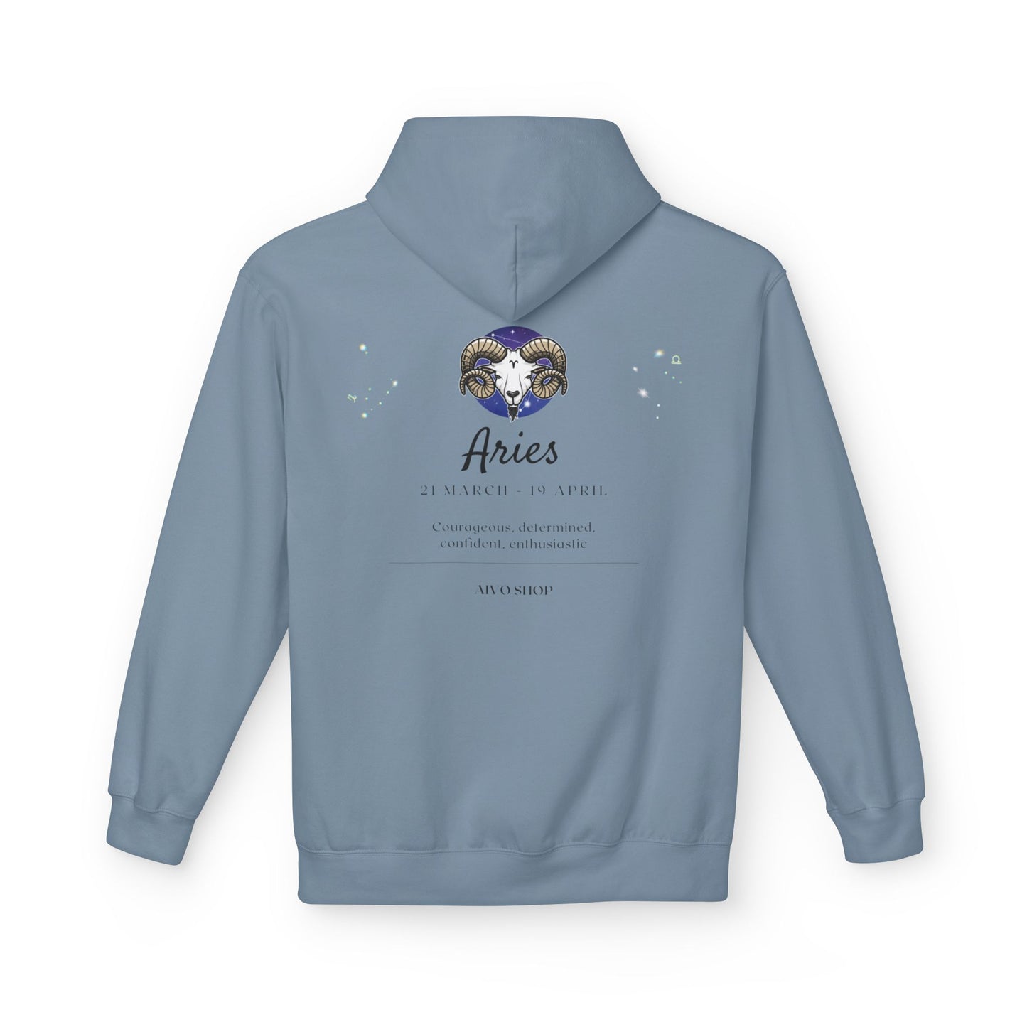 Aries Zodiac Fleece Hoodie - Midweight Softstyle | Astrology Gift for March-April Birthdays