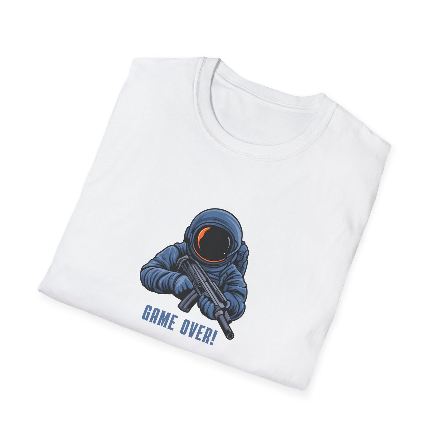 Game Over Astronaut Unisex Softstyle T-Shirt - Fun Casual Tee for Gamers
