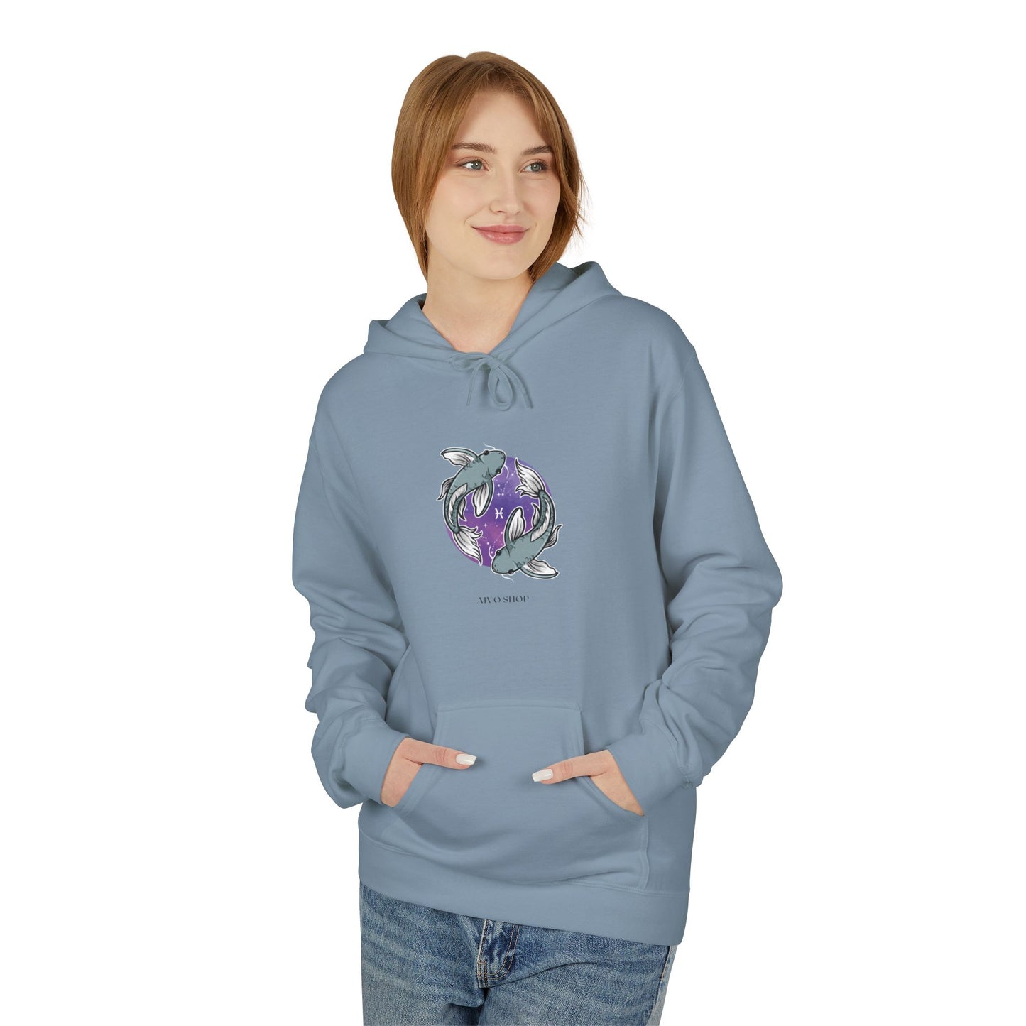 Pisces Zodiac Hoodie - Unisex Midweight Fleece, Astrological Design
