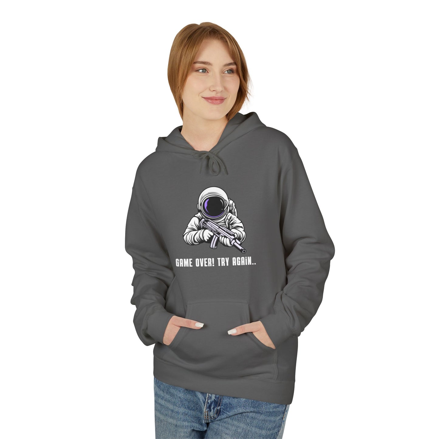 Game Over Astronaut Hoodie - Unisex Midweight Softstyle Fleece