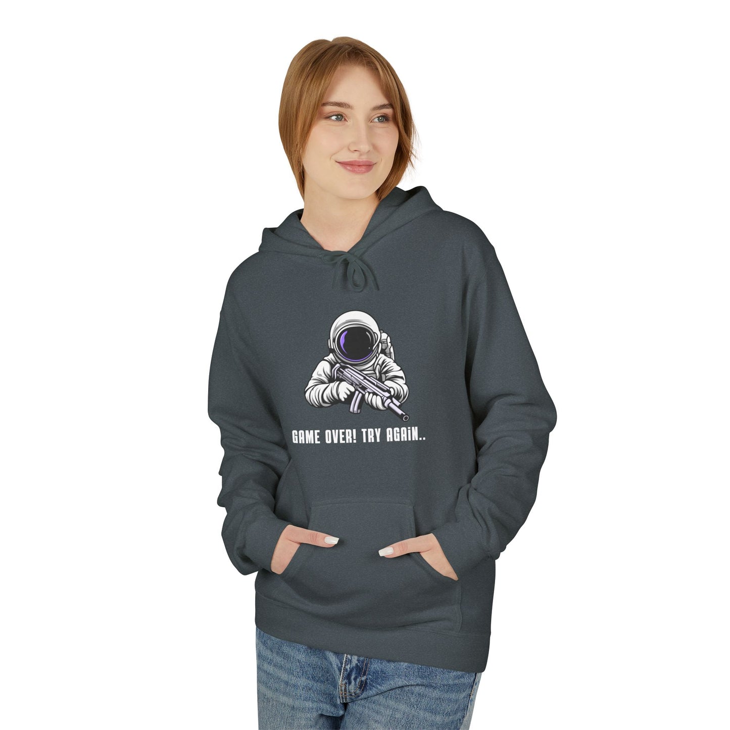 Game Over Astronaut Hoodie - Unisex Midweight Softstyle Fleece
