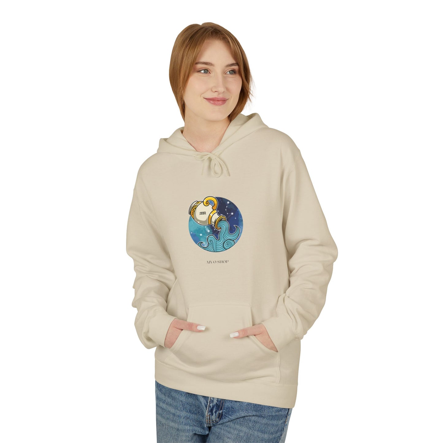 Aquarius Zodiac Fleece Hoodie - Softstyle for Astrology Lovers