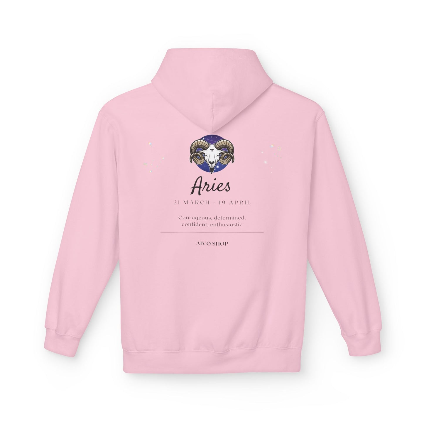 Aries Zodiac Fleece Hoodie - Midweight Softstyle | Astrology Gift for March-April Birthdays